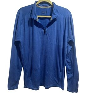 SMARTWOOL Merino 150 Quarter Zip Pullover Baselayer Top in Blue Microstripe